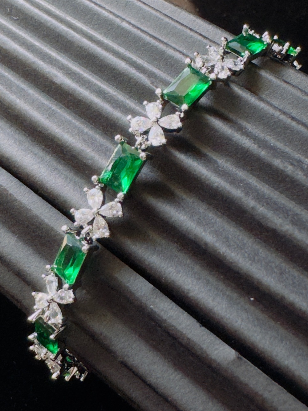 Emerald Green Tennis Bracelet with Cz Accents
